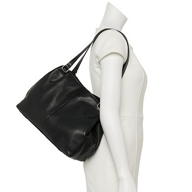 ili RFID-Blocking Triple Compartment Leather Hobo Bag