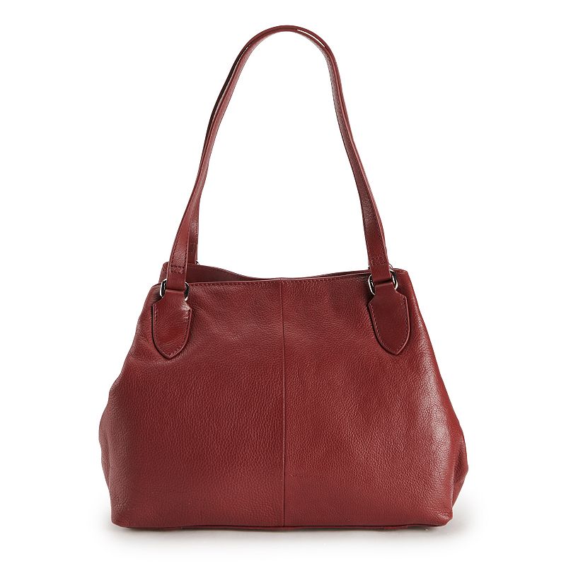 ili RFID-Blocking Triple Compartment Leather Hobo Bag, Red