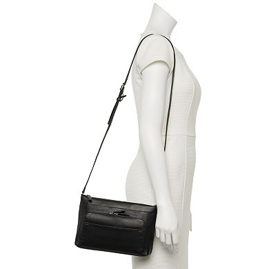  ili RFID-Blocking Leather Traveler Crossbody Bag