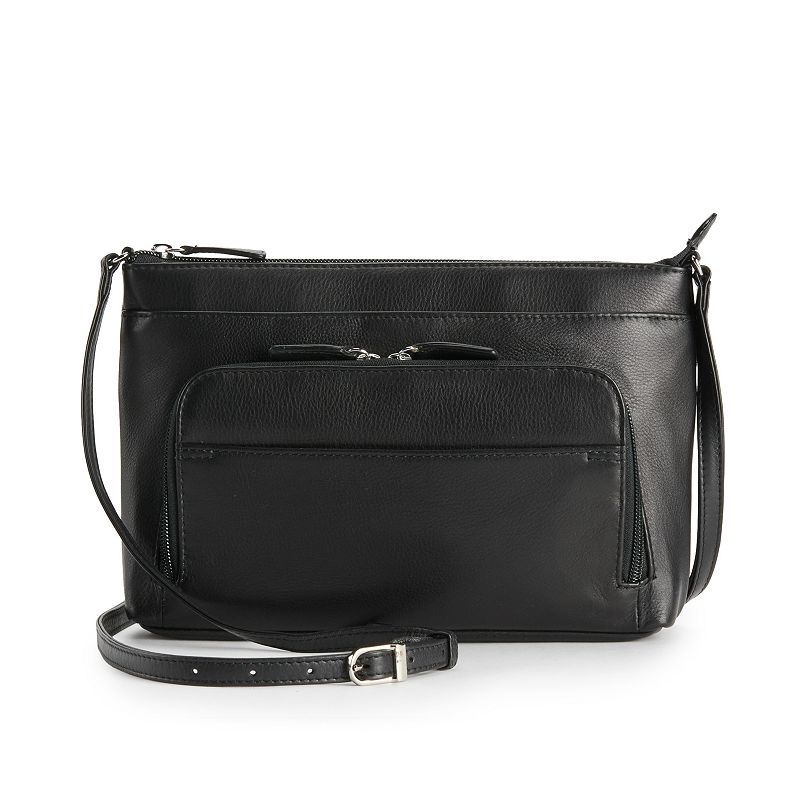 ili RFID-Blocking Leather Traveler Crossbody Bag, Black