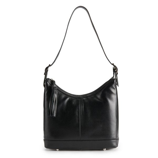 Liveri Black/Contrast Stitch Grained leather Small hobo bag – ATP