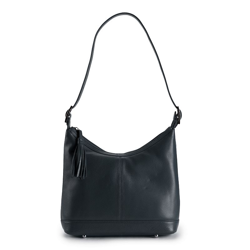 ili RFID-Blocking Classic Leather Hobo Bag, Blue