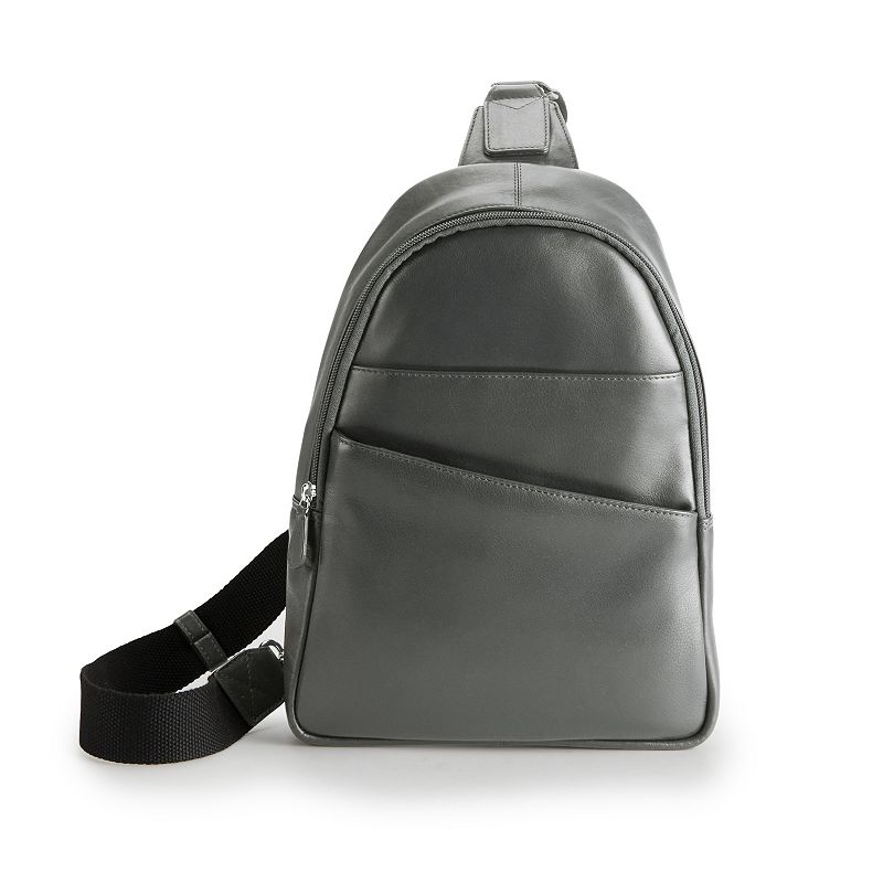 ili RFID-Blocking Leather Sling Backpack, Grey