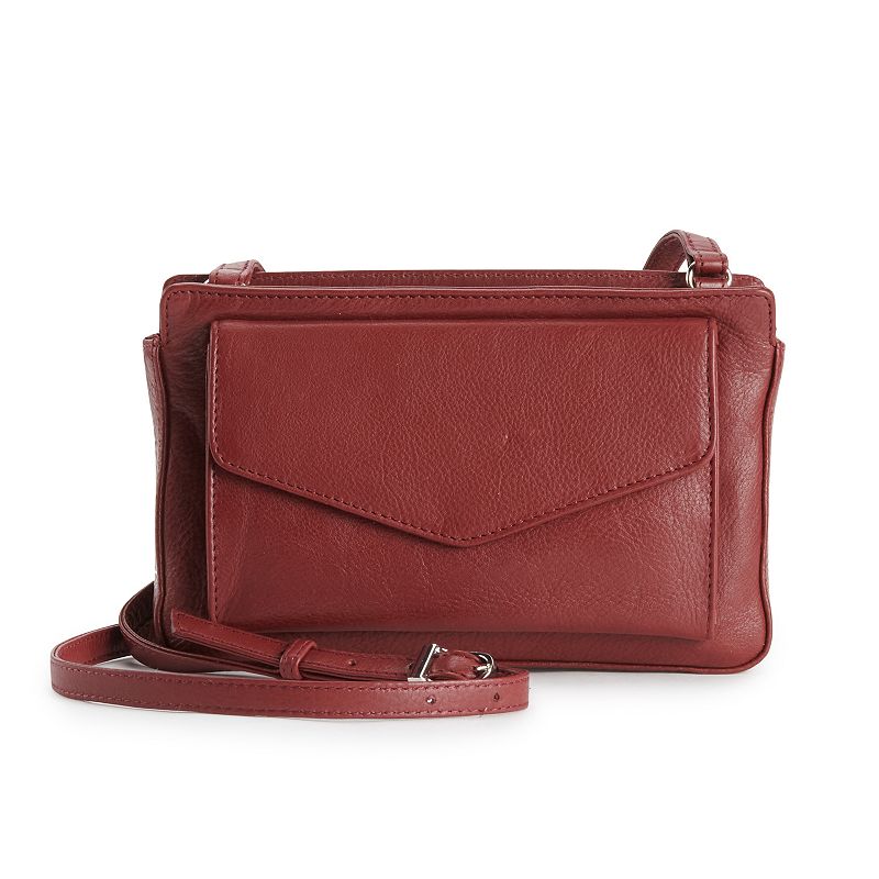 ili RFID-Blocking Leather Flap Phone Bag, Red