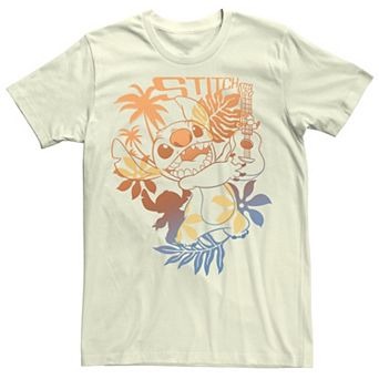 Disney's Lilo & Stitch Ukulele Tropical Portrait Outline Men's Tee