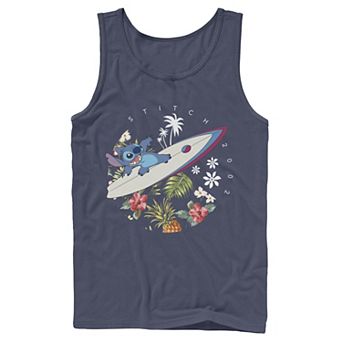 Men's Disney Lilo & Stitch Surfing Tropical Circle Portrait Tank Top