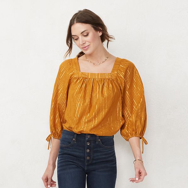 Petite LC Lauren Conrad Squareneck Peasant Top