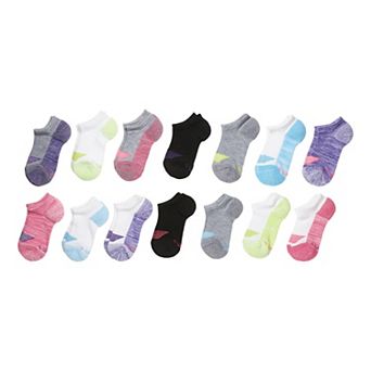 Hanes Ultimate 14-Pack Girls' Cool Comfort Moisture-Wicking No Show Socks