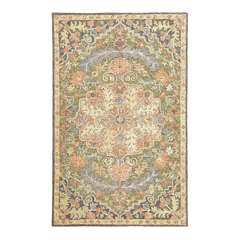 StyleHaven Andover Persian Medallion Handmade Wool Area Rug, Green, 5X8 Ft