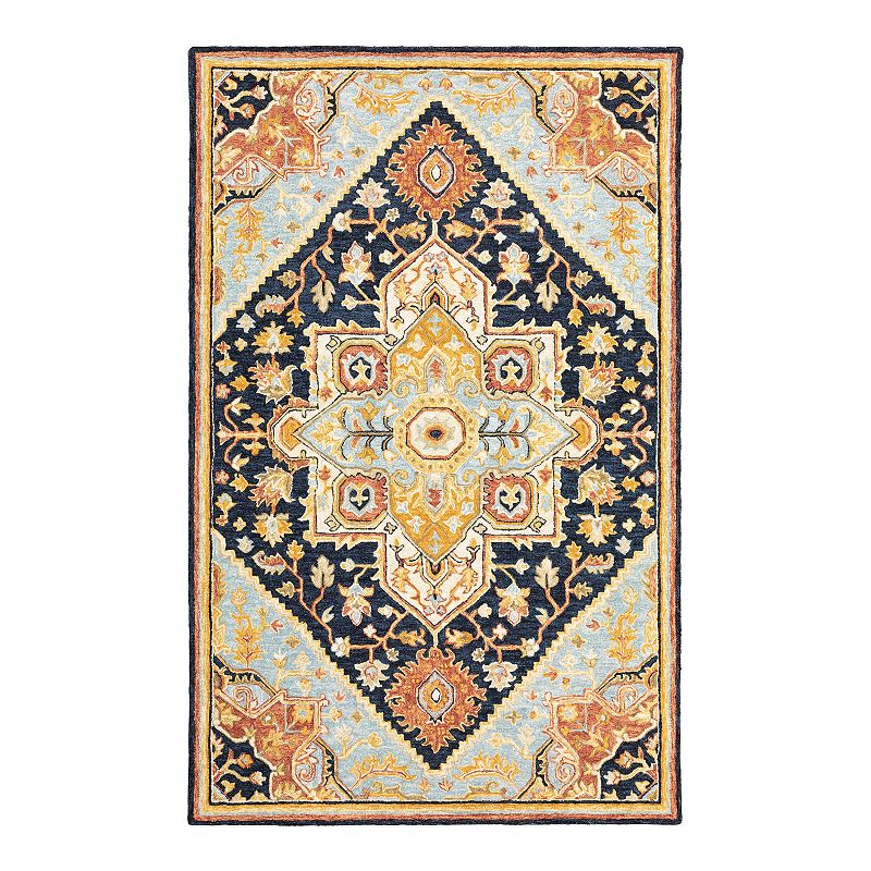 StyleHaven Andover Bohemian Medallion Handmade Wool Area Rug, Blue, 5X8 Ft