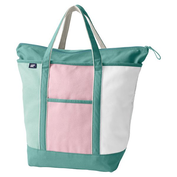 Lands' End Zip Top Canvas Tote Bag