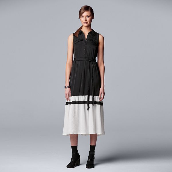 Simply Vera Vera Wang + Belted Tiered Shirt Dress