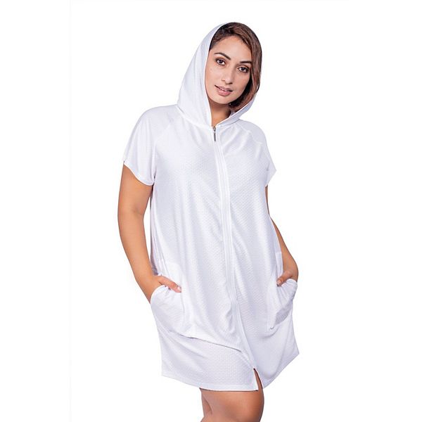 Plus Size Jordan Taylor Hooded Zip Front Swim Cover Up