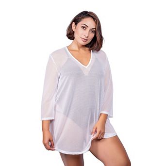 Plus Size Jordan Taylor Sheer Swim Tunic Cover-Up