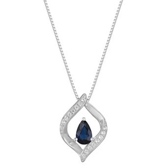 Gemminded 10k White Gold Sapphire & Diamond Accented Pendant Necklace