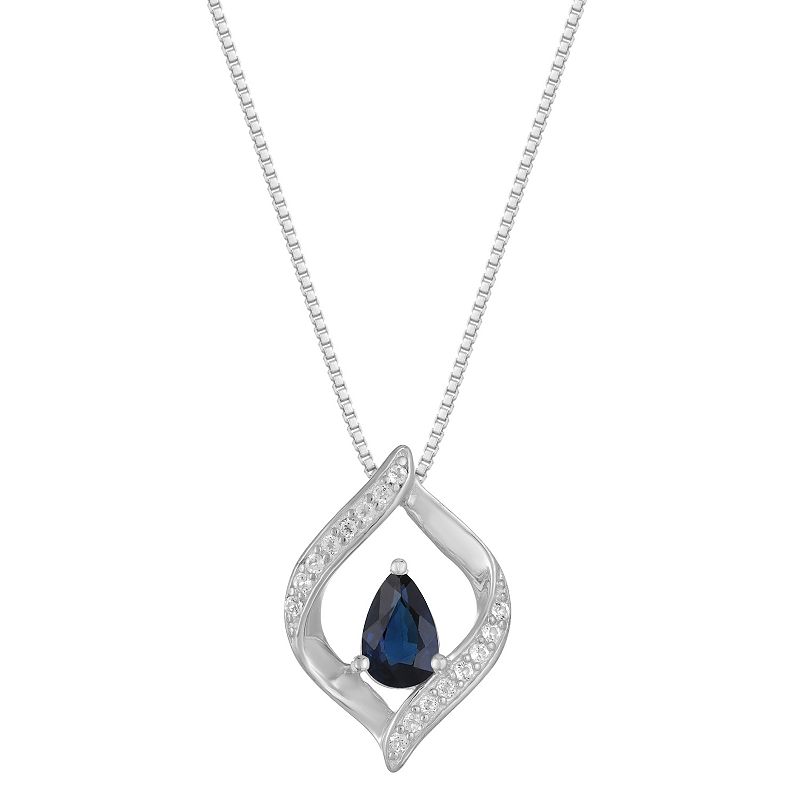 Gemminded 10k White Gold Sapphire & Diamond Accented Pendant Necklace, Wom