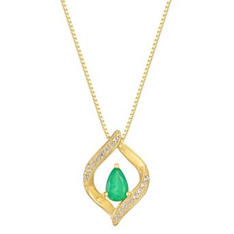 Gemminded 10k Gold Emerald & Diamond Accented Pendant Necklace