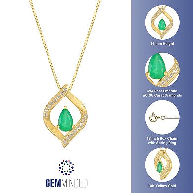 Gemminded 10k Gold Emerald & Diamond Accented Pendant Necklace