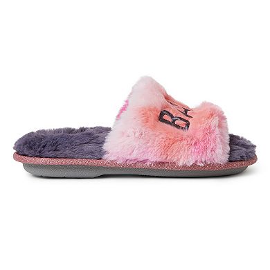 Kids' Dearfoams Lane Slide Slippers with Embroidered Slogan