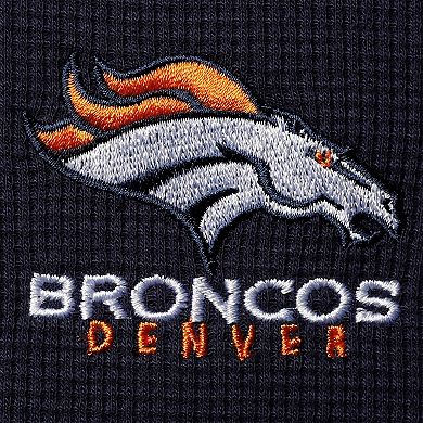 Men's Dunbrooke Navy Denver Broncos Logo Maverick Thermal Henley Long Sleeve T-Shirt