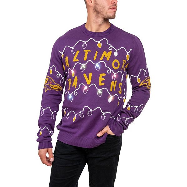 Men's FOCO Purple Baltimore Ravens Light-Up Ugly Sweater