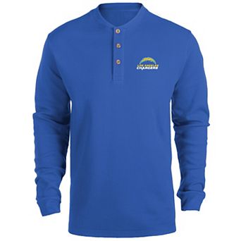 Men's Dunbrooke Royal Los Angeles Chargers Logo Maverick Thermal Henley Long Sleeve T-Shirt