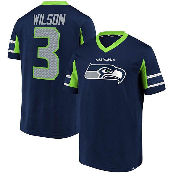 Men S Fanatics Branded Russell Wilson College Navy Seattle Seahawks Hashmark Player Name Number V Neck Top
