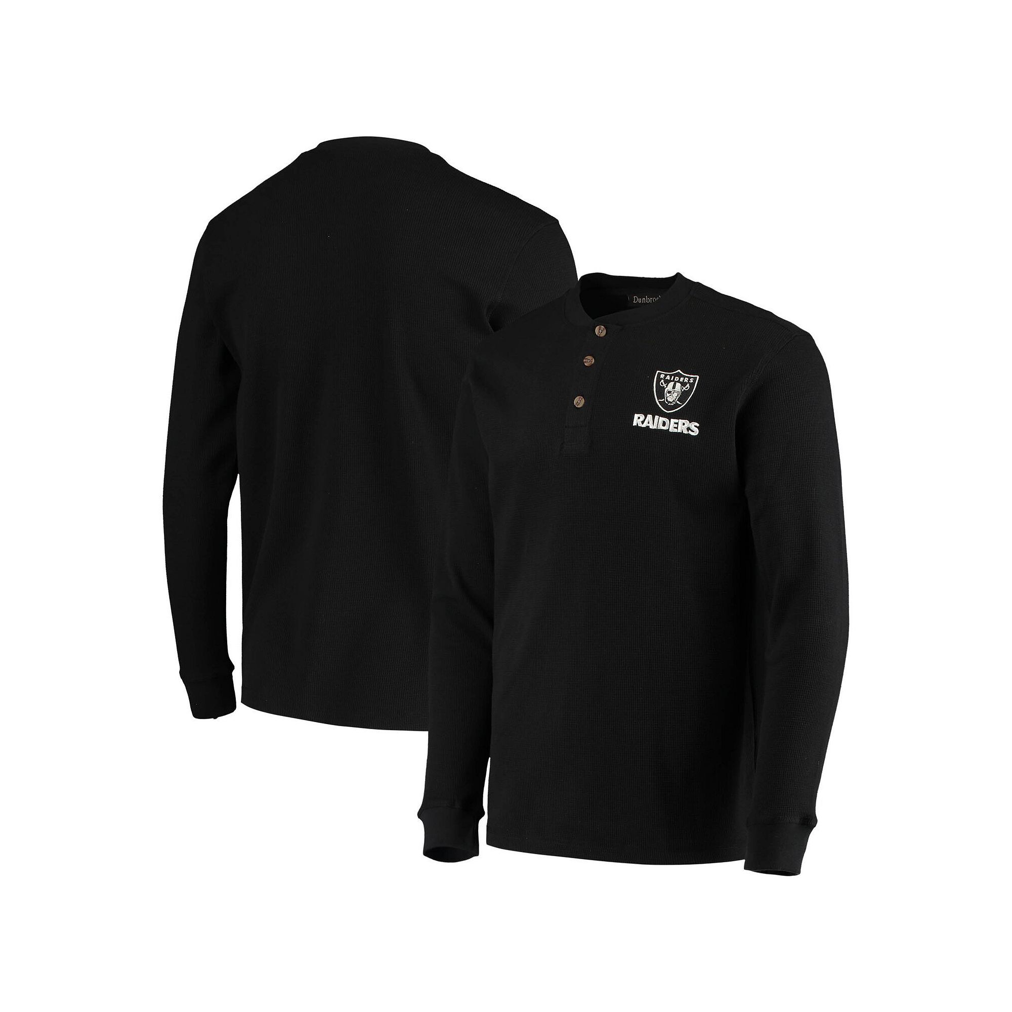 Mens Dunbrooke Black Las Vegas Raiders Logo Maverick Thermal Henley Long S
