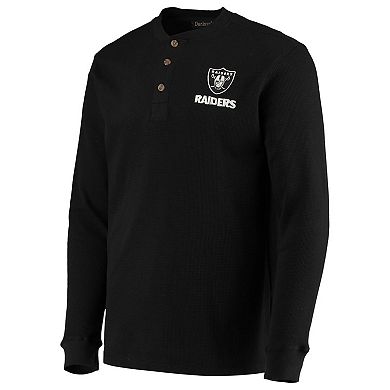 Men's Dunbrooke Black Las Vegas Raiders Logo Maverick Thermal Henley Long Sleeve T-Shirt