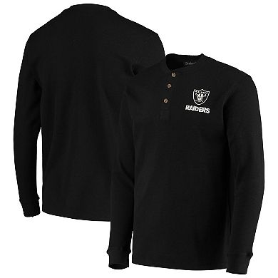 Men's Dunbrooke Black Las Vegas Raiders Logo Maverick Thermal Henley Long Sleeve T-Shirt