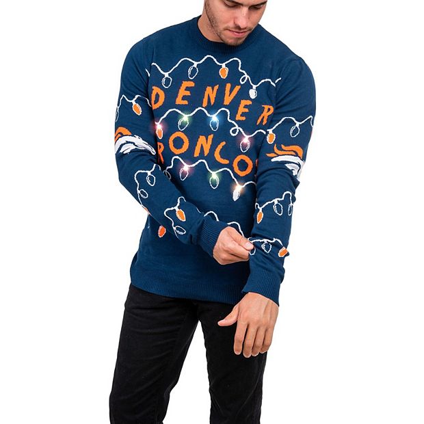 FOCO Denver Broncos Men’s Touchdown Light ‘Em Up Ugly Sweater