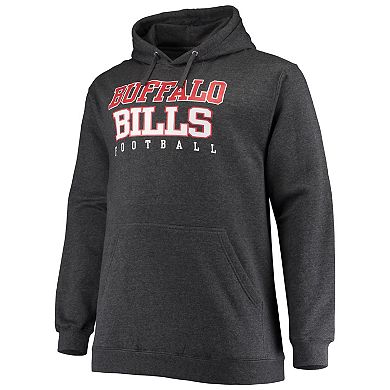 Men's Fanatics Branded Heathered Charcoal Buffalo Bills Big & Tall Practice Pullover Hoodie