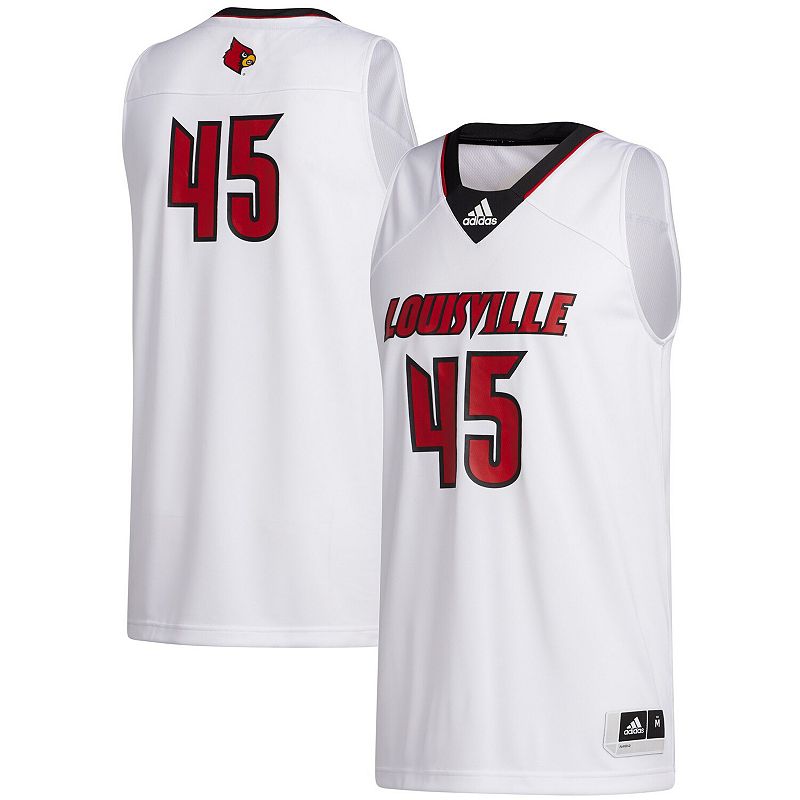 Mens adidas #45 White Louisville Cardinals Swingman Jersey, Size: Small, L
