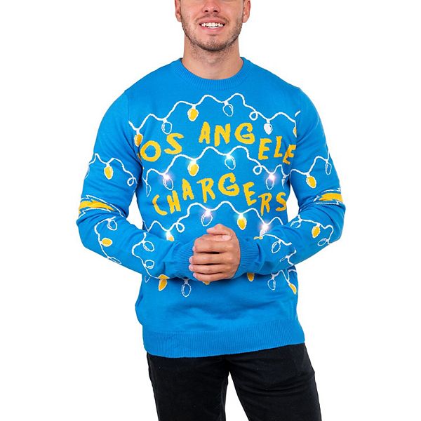 Men's FOCO Powder Blue Los Angeles Chargers Light-Up Ugly Sweater