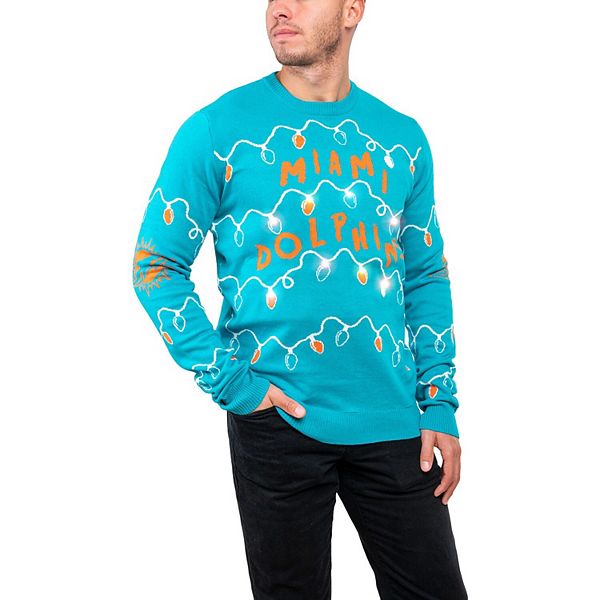 Men's FOCO Aqua Miami Dolphins Light-Up Ugly Sweater