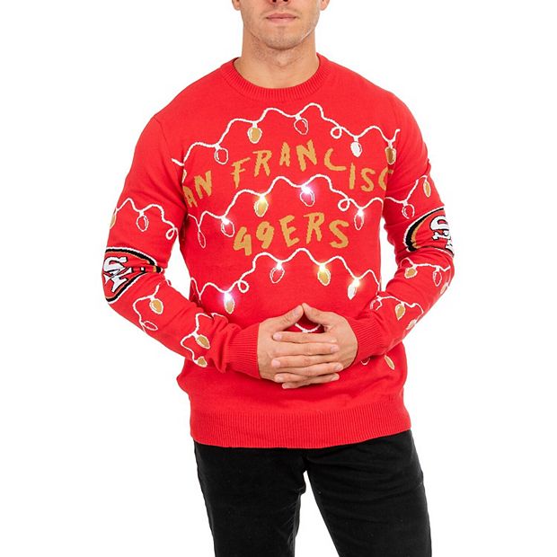 Men's FOCO Scarlet San Francisco 49ers Light-Up Ugly Sweater