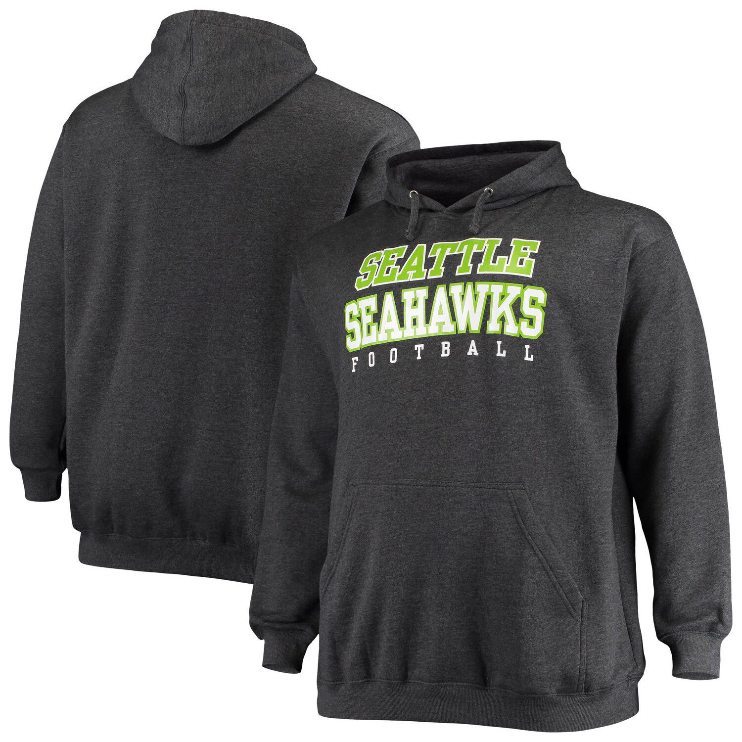 Men's New Era Kelly Green/Royal Seattle Seahawks Colorblock Throwback Pullover Hoodie