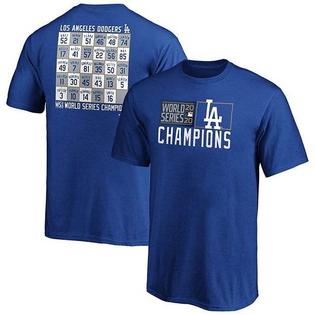 Youth Los Angeles Dodgers Fanatics Branded Royal 2020 World Series  Champions Jersey Roster T-Shirt