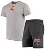 Men's Concepts Sport Gray/Heathered Charcoal Houston Rockets Pitch T-Shirt & Shorts Set