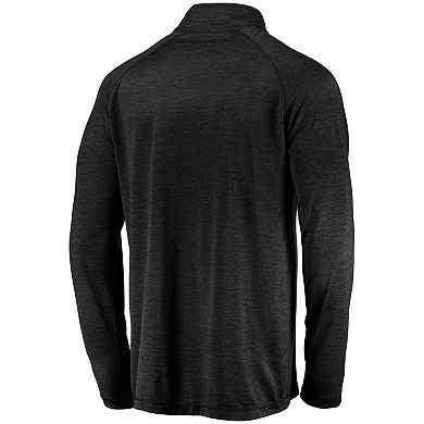 Men's Fanatics Black Baltimore Ravens Striated Primary Logo Raglan Quarter-Zip Pullover Jacket