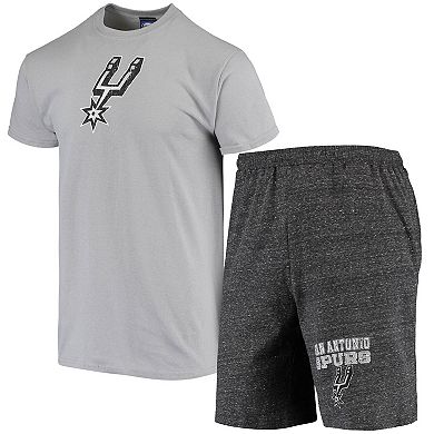 Men's Concepts Sport Gray/Heathered Charcoal San Antonio Spurs Pitch T-Shirt & Shorts Set