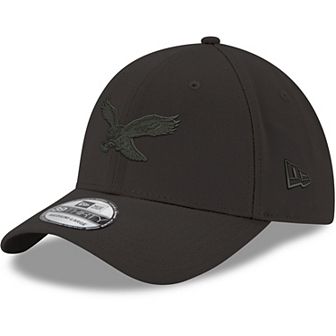 Men's New Era Philadelphia Eagles Black On Black Historic Logo 39THIRTY Flex Hat
