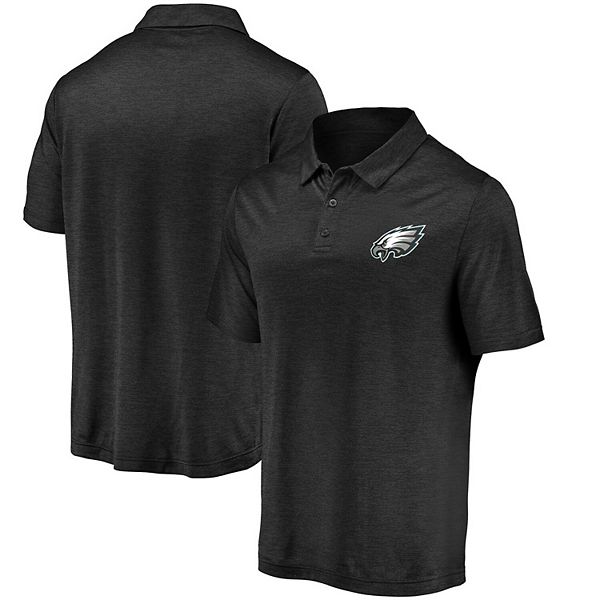 Men's Cutter & Buck Black Philadelphia Eagles Advantage Tri-Blend Pique Long Sleeve Polo Size: Small