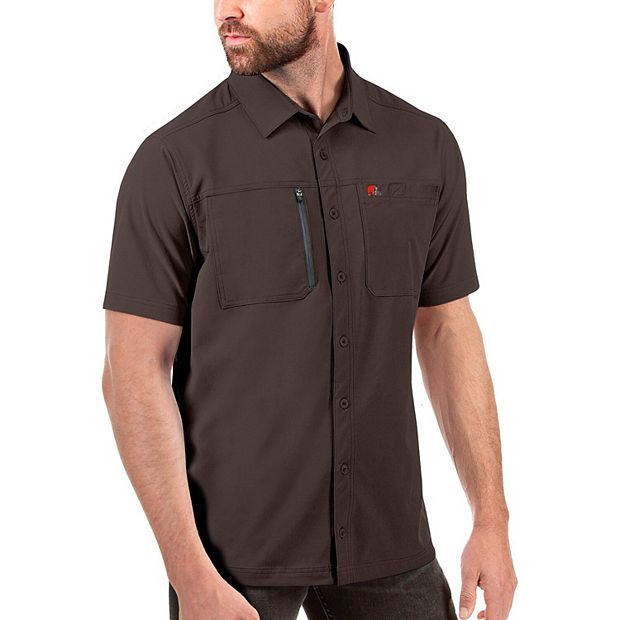 Men's Antigua Brown Cleveland Browns Kickoff Button-Up Shirt