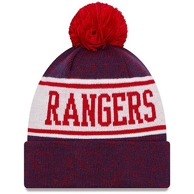 Youth New Era Royal Texas Rangers Banner Cuffed Pom Knit Hat