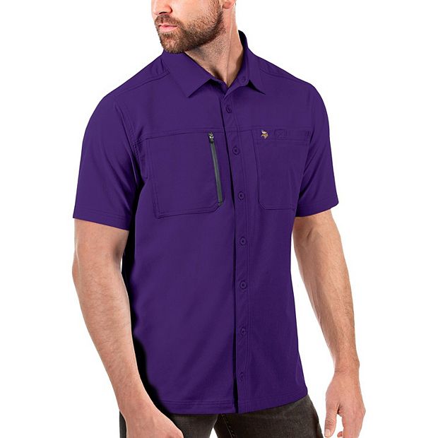 Men's Antigua Purple Minnesota Vikings Kickoff Button-Up Shirt
