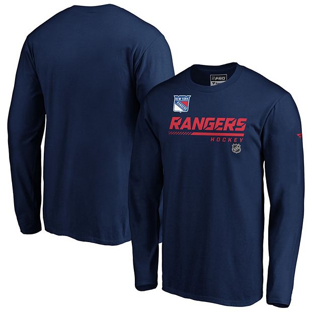Men's Fanatics Branded Navy New York Rangers Authentic Pro Core Collection  Prime Wordmark Long Sleeve T