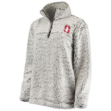 Women's Gray Stanford Cardinal Super Soft Sherpa Quarter-Zip Jacket