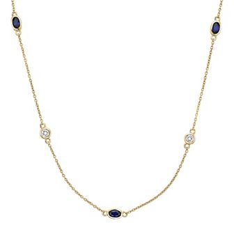 Gemminded 18k Gold Over Silver Lab-Created Sapphire & Lab-Created White Sapphire Station Necklace