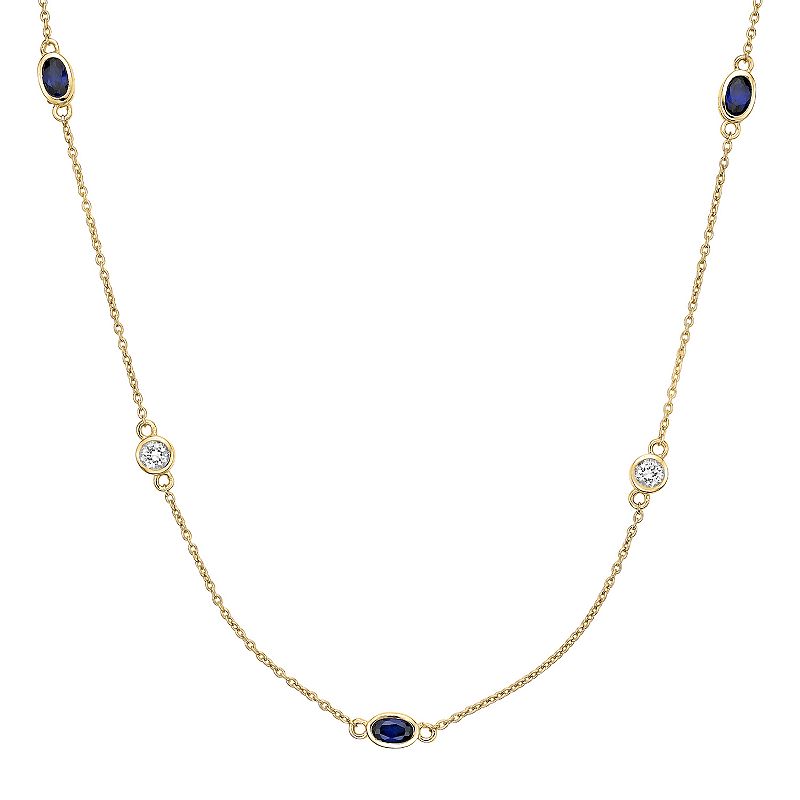 Gemminded 18k Gold Over Silver Lab-Created Sapphire & Lab-Created White Sa
